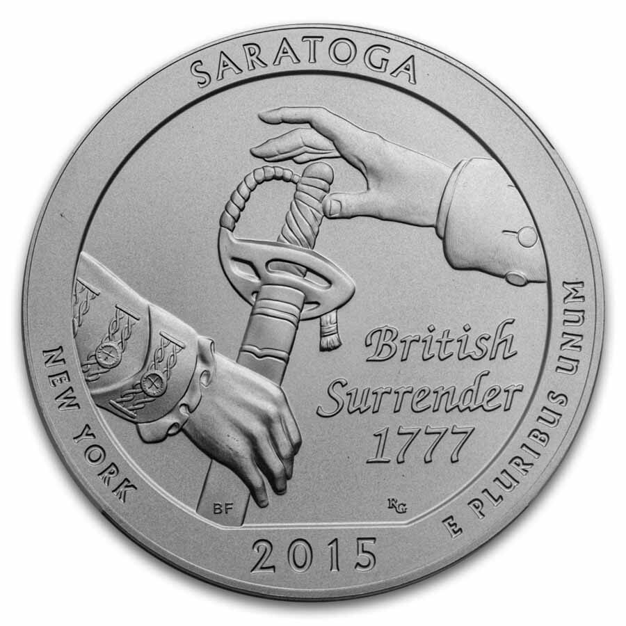 2015-P 5 oz Silver ATB Saratoga SP-69 NGC (ER/FR)