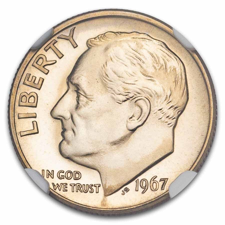1967 Roosevelt Dime SMS MS-68 NGC