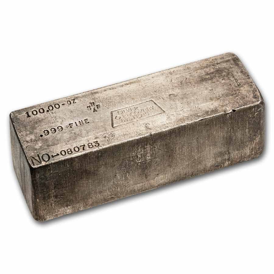 100 oz Silver Bar - Silver Recovery Systems (SRSA)