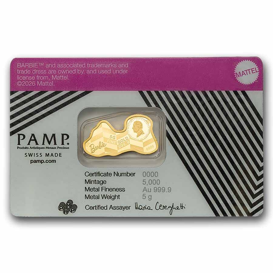 5 gram Gold - PAMP Barbie™ Shaped Coin (In Assay)
