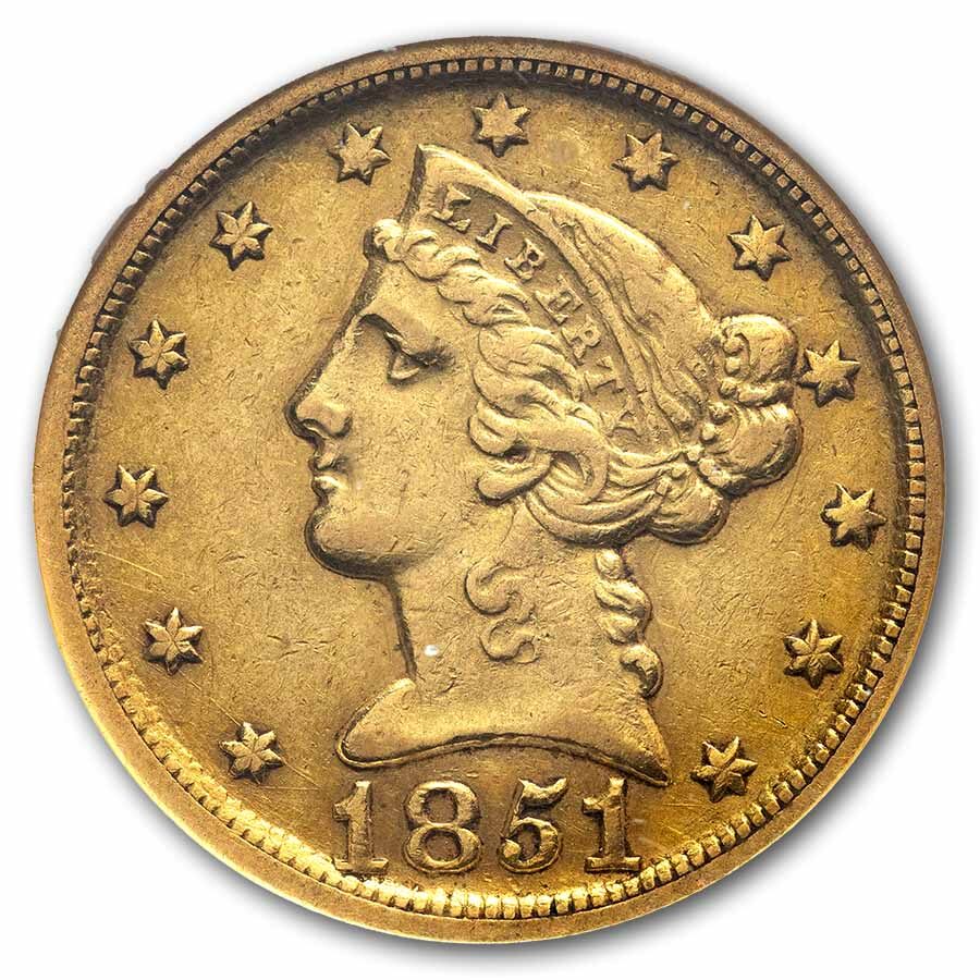 1851-D $5 Liberty Gold Half Eagle Weak D AU-55 NGC