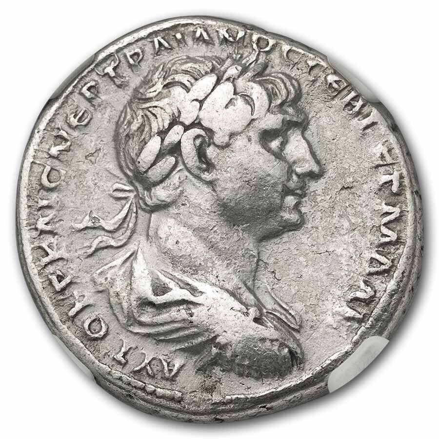 Roman Arabia AR Tridrachm Trajan 98-117 AD Ch Fine NGC