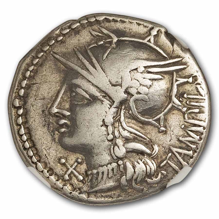 Roman Republic AR Denarius Baebius (137 BC) VF NGC (Cr-236/1)