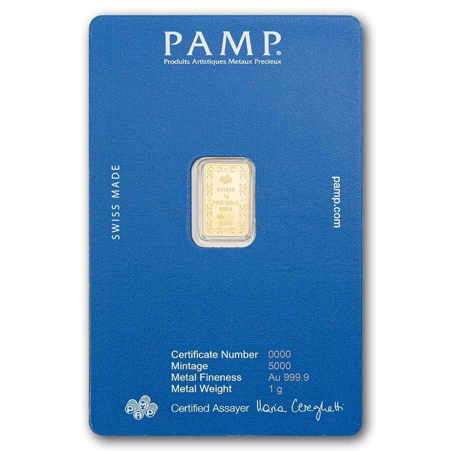1 gram Gold Bar - PAMP Suisse Star of David
