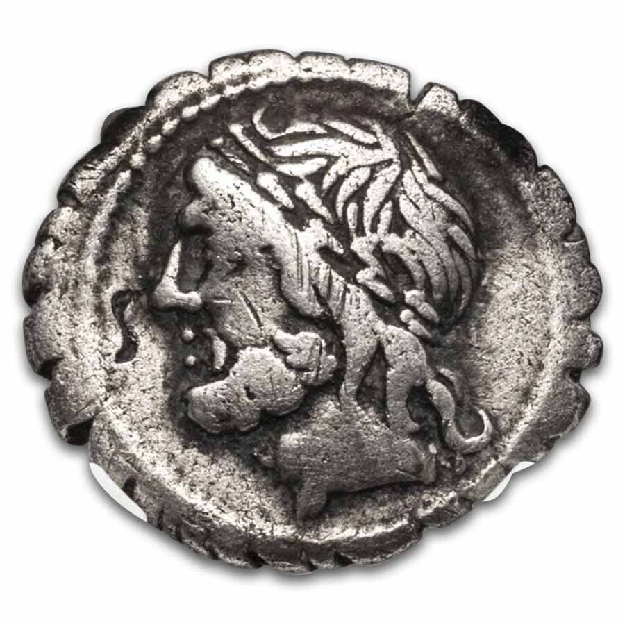 Roman Republic AR Serrate Denarius L. Scipio 106 BC Ch F NGC
