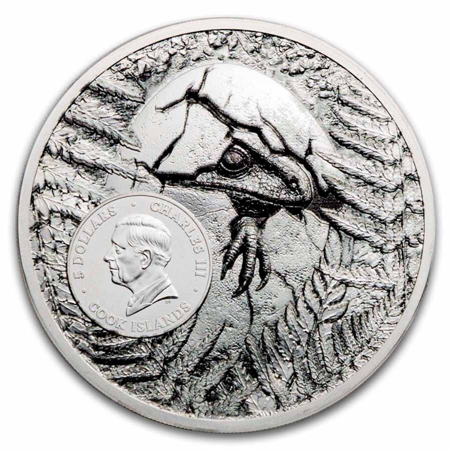 2026 Cook Islands 1 oz Silver Jurassic Relics-Carcharodontosaurus