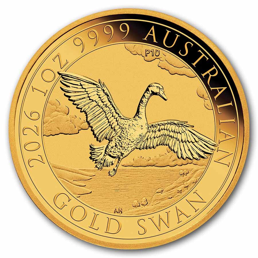 2026 AUS 1 oz Gold Swan MS-70 PCGS FDI (Anniversary Swan Label)