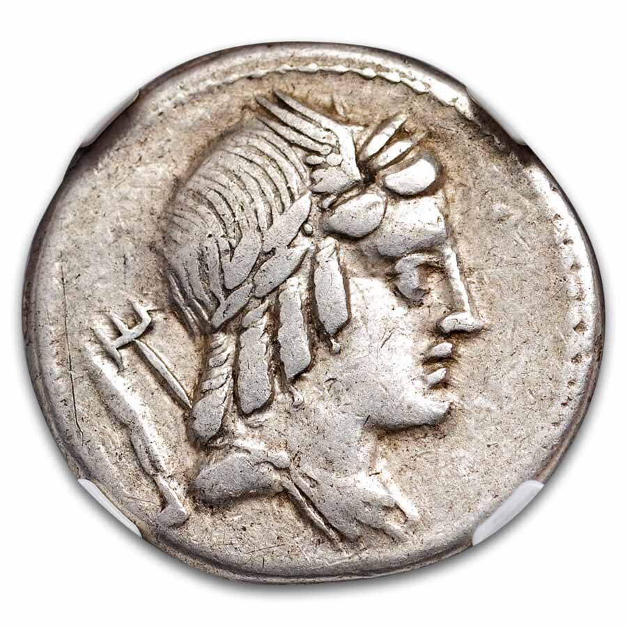 Roman Republic Denarius Julius Bursio 85 BC Ch F NGC (Cr-352/1)