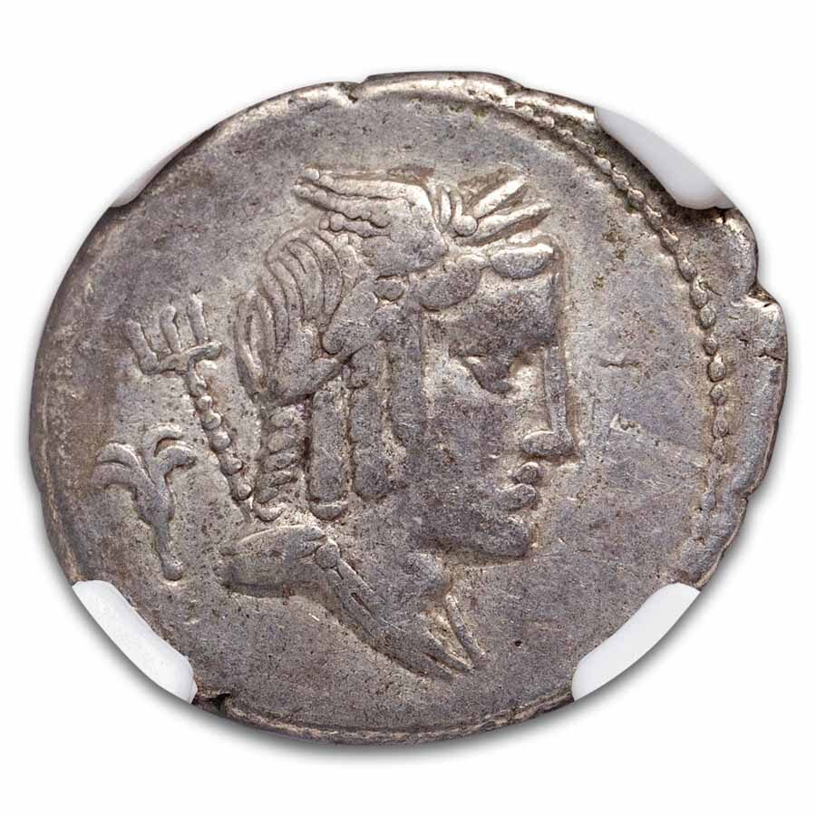 Roman Republic Denarius Julius Bursio 85 BC Ch F NGC (Cr-352/1)