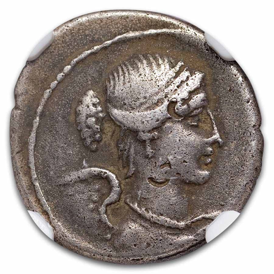 Roman Republic Denarius c. 46 BC T. Carisius VF NGC (Cr 464/4)