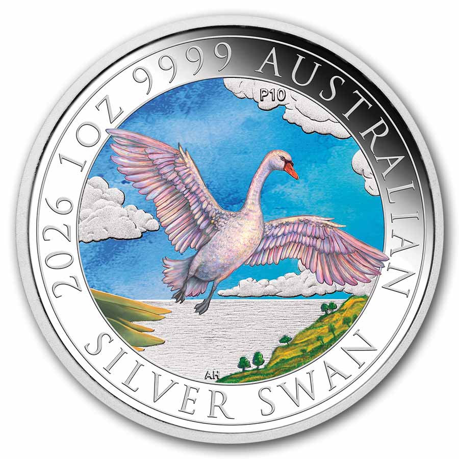 2026 AUS 1 oz Silver Swan Colorized MS-70 PCGS FS Ann. Swan Label
