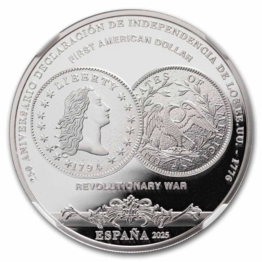 2025 Spain Milled & Flowing Hair Dollar 250th PF-70 UCAM NGC