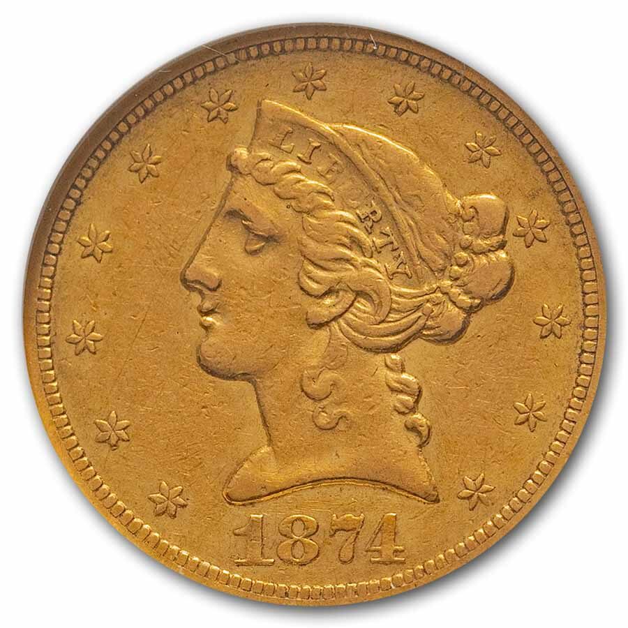 1874-S $5 Liberty Gold Half Eagle AU-53 NGC