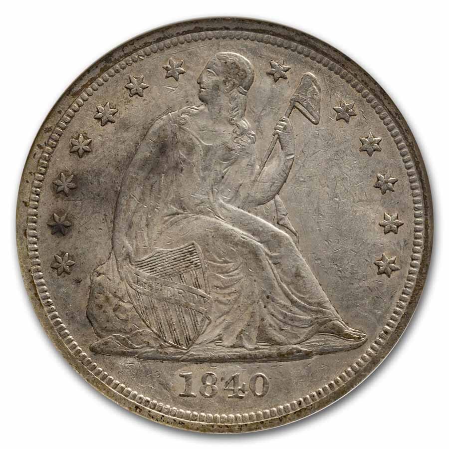 1840 Liberty Seated Dollar AU-50 ANACS