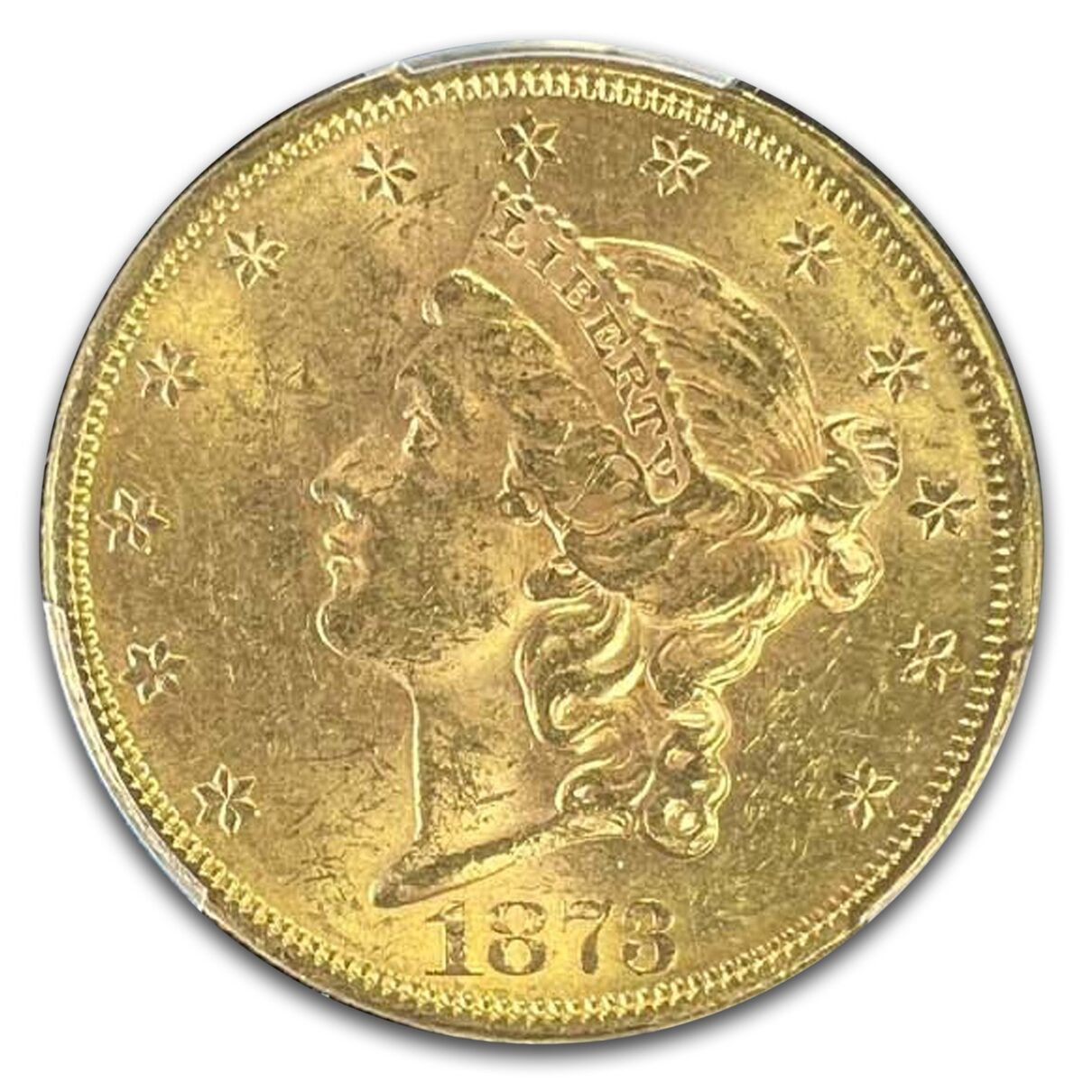 1873 $20 Liberty Gold Double Eagle Closed 3 MS-61 PCGS CAC