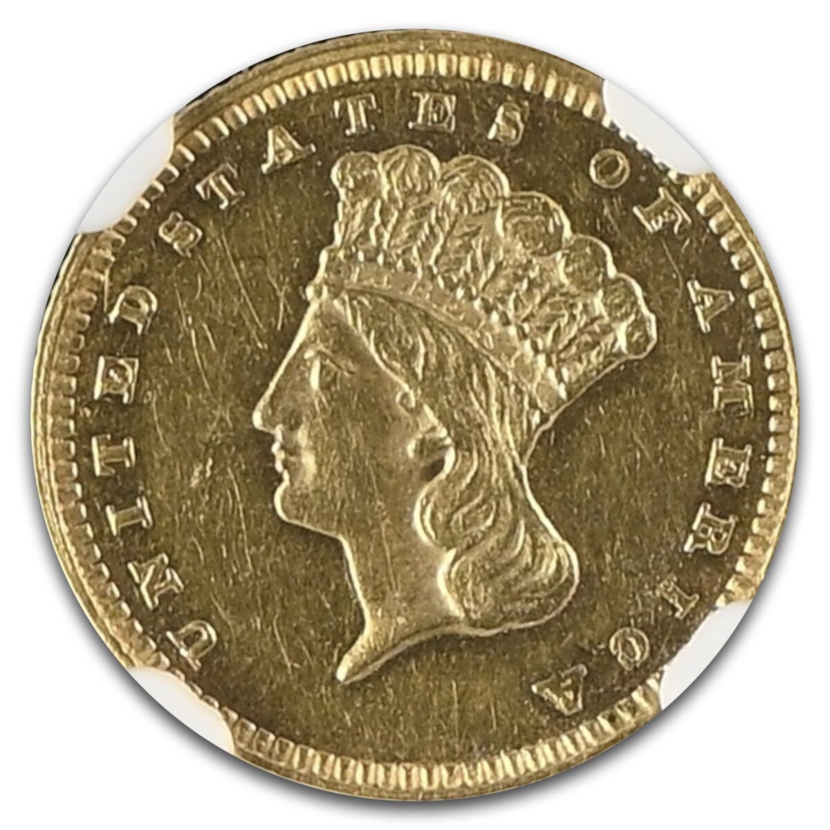 1874 $1 Liberty Head Gold MS-60 NGC (PL)