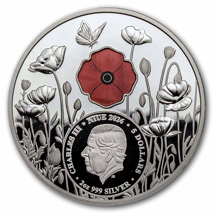 2026 Niue 2 oz Silver Windows: Red Poppy (w/ Box & COA)
