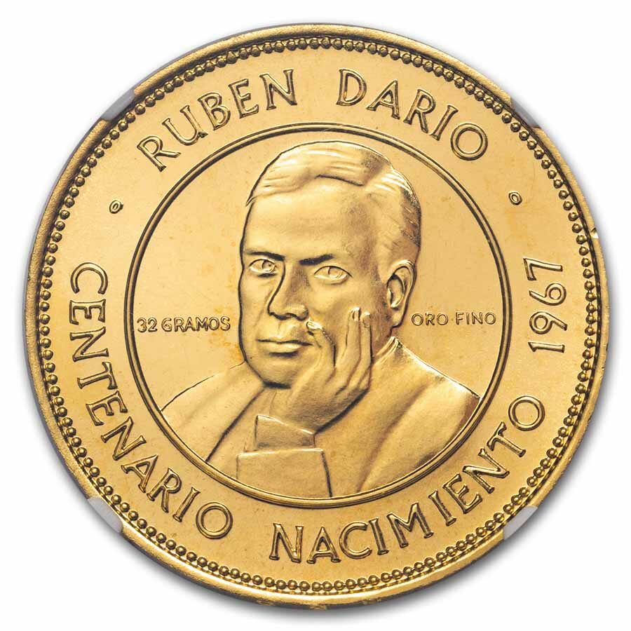 1967 Nicaragua Gold 50 Cordobas MS-69 NGC