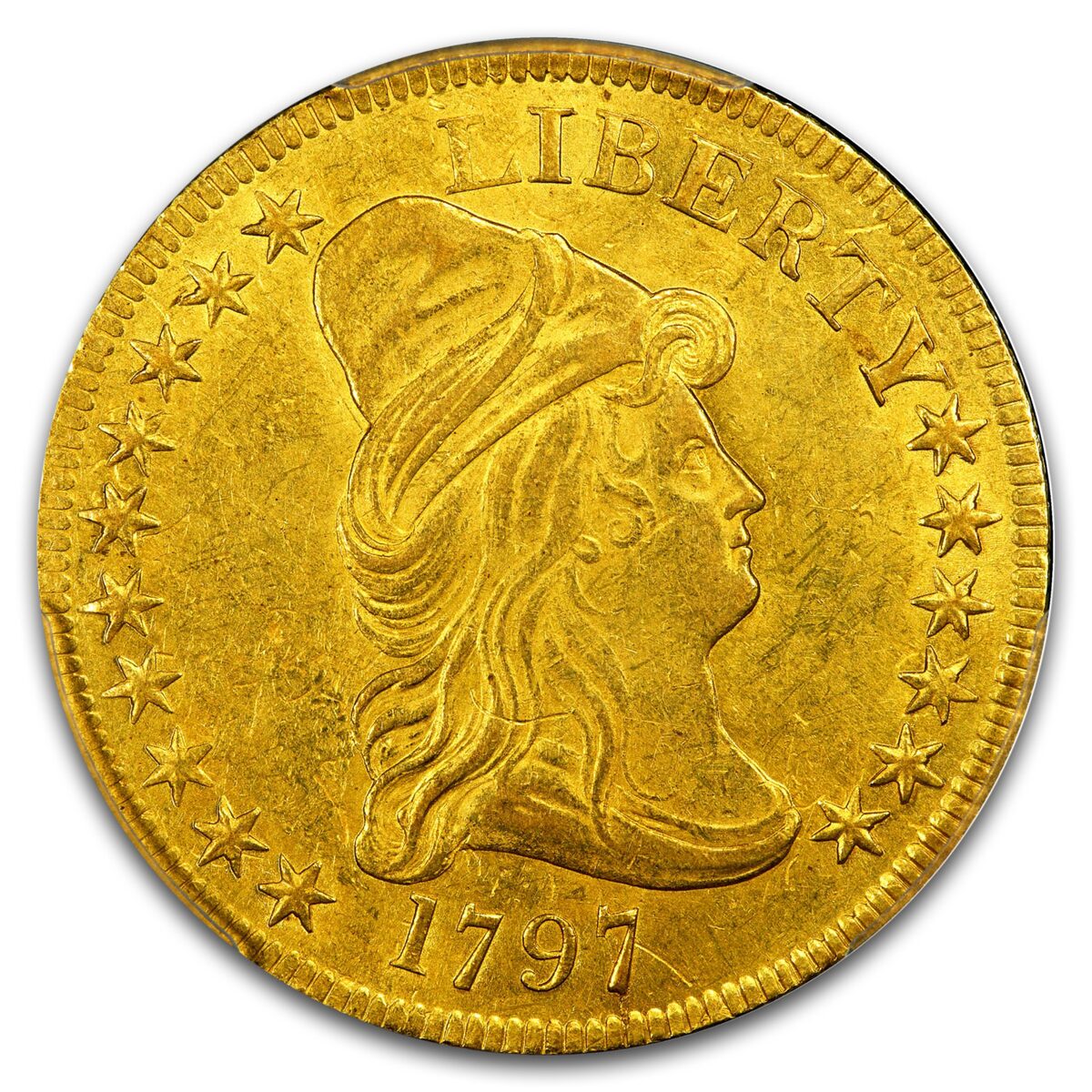 1797 $10 Turban Head Gold Eagle AU-55+ PCGS (Large Eagle)