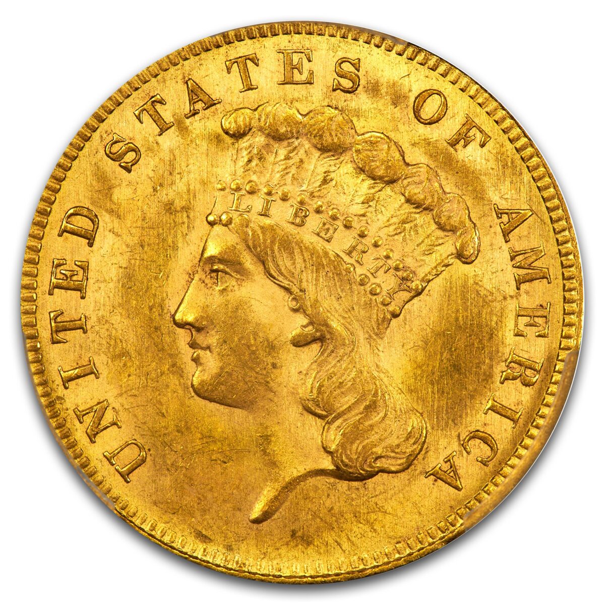1862 $3 Gold Princess MS-63+ PCGS