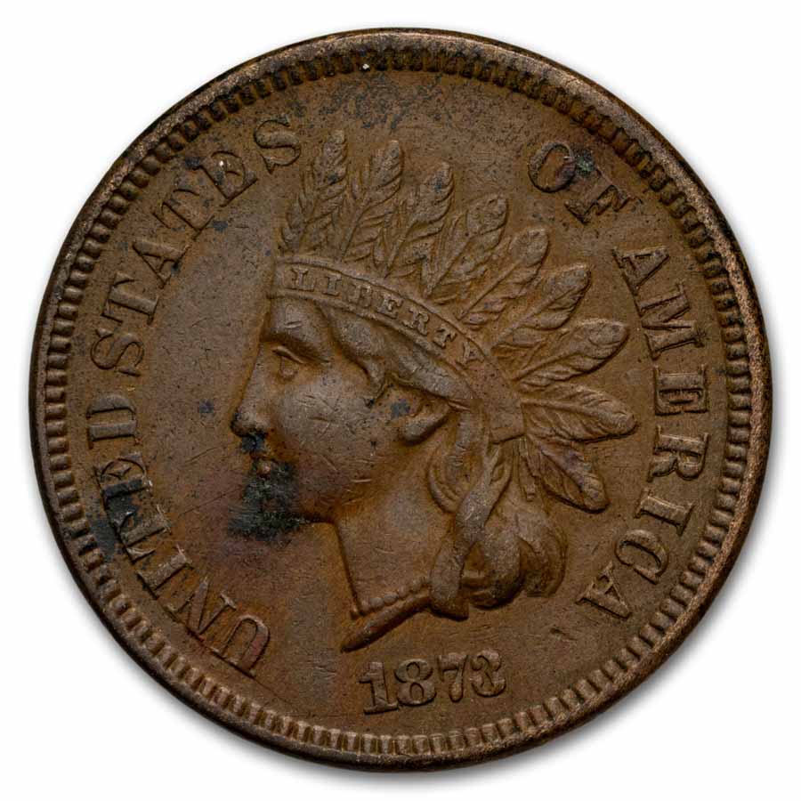 1873 Indian Head Cent Closed 3 AU (Details)