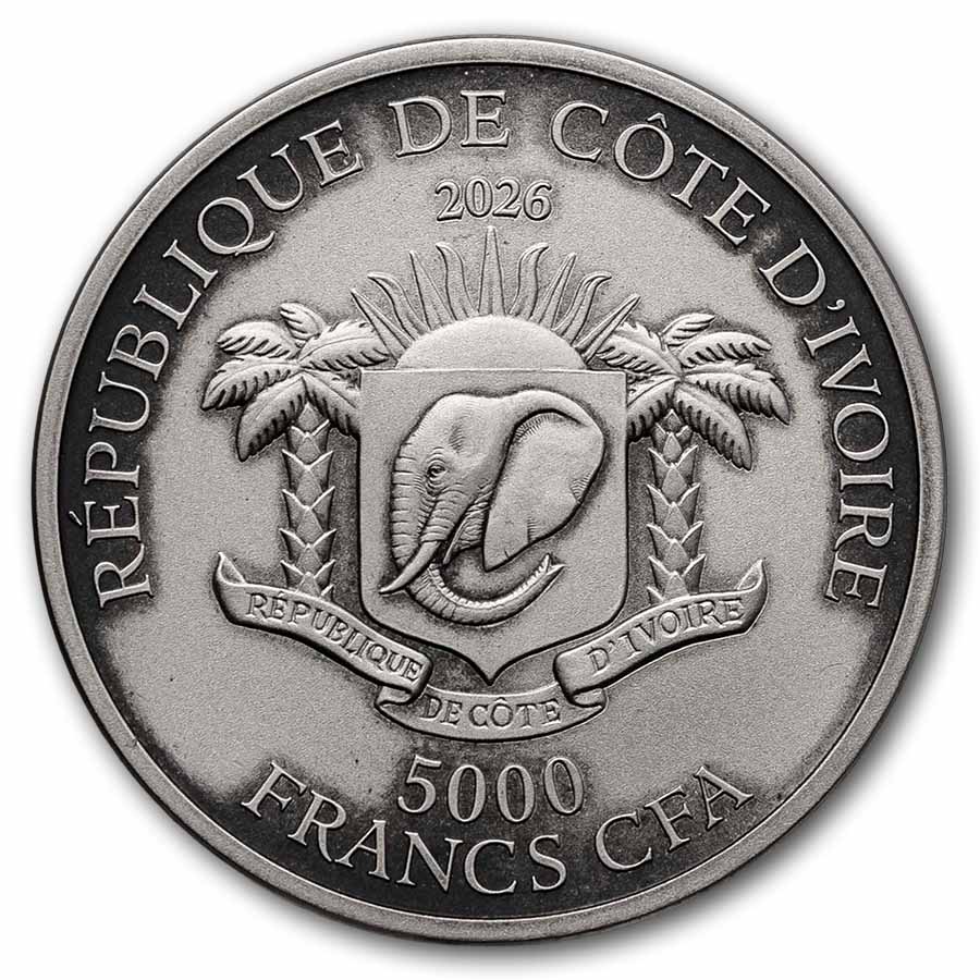 2026 Ivory Coast 5 oz Silver Big Five Asia Completer Coin