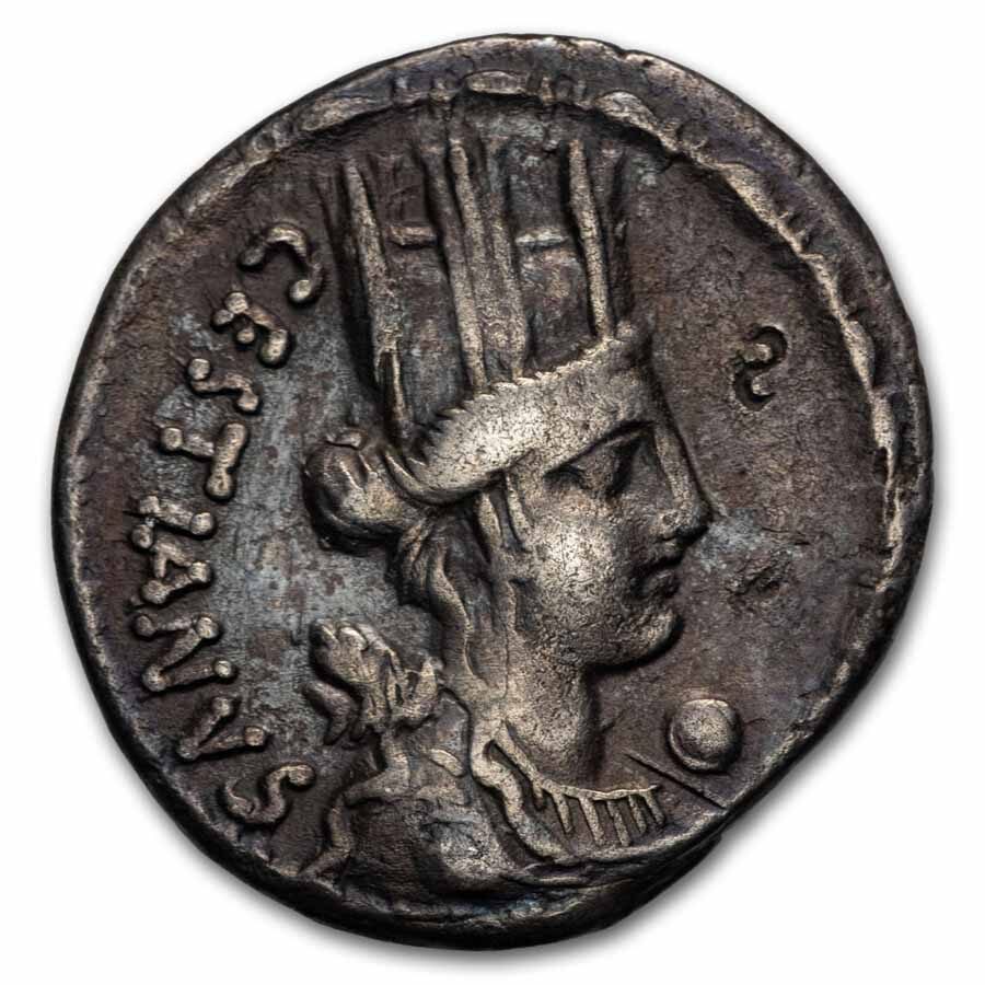 Roman AR Denarius M Plaetorius Cestianus (67 BC) Ch VF (Cr-409/2)