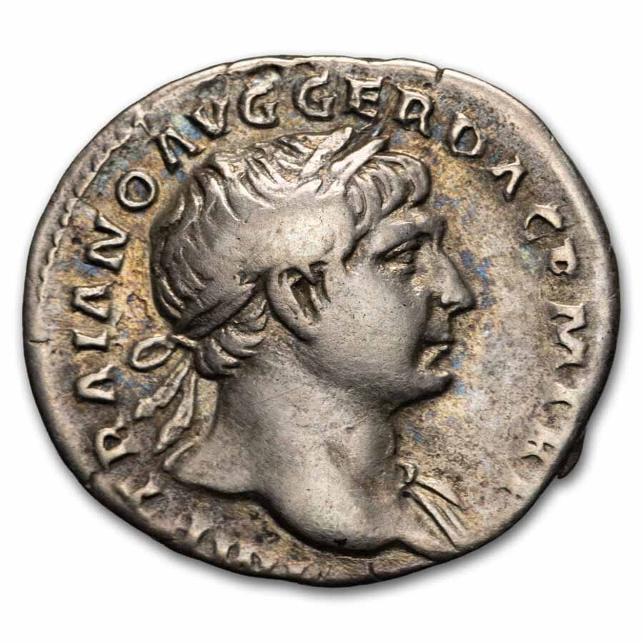 Roman Empire AR Denarius Trajan (98-117 AD) Ch VF (RIC 147b)