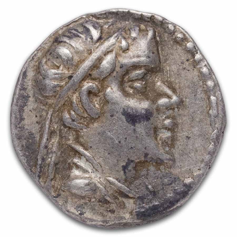 Kingdom of Bactria AR Obol Eukratides I (170-145 BC) XF NGC