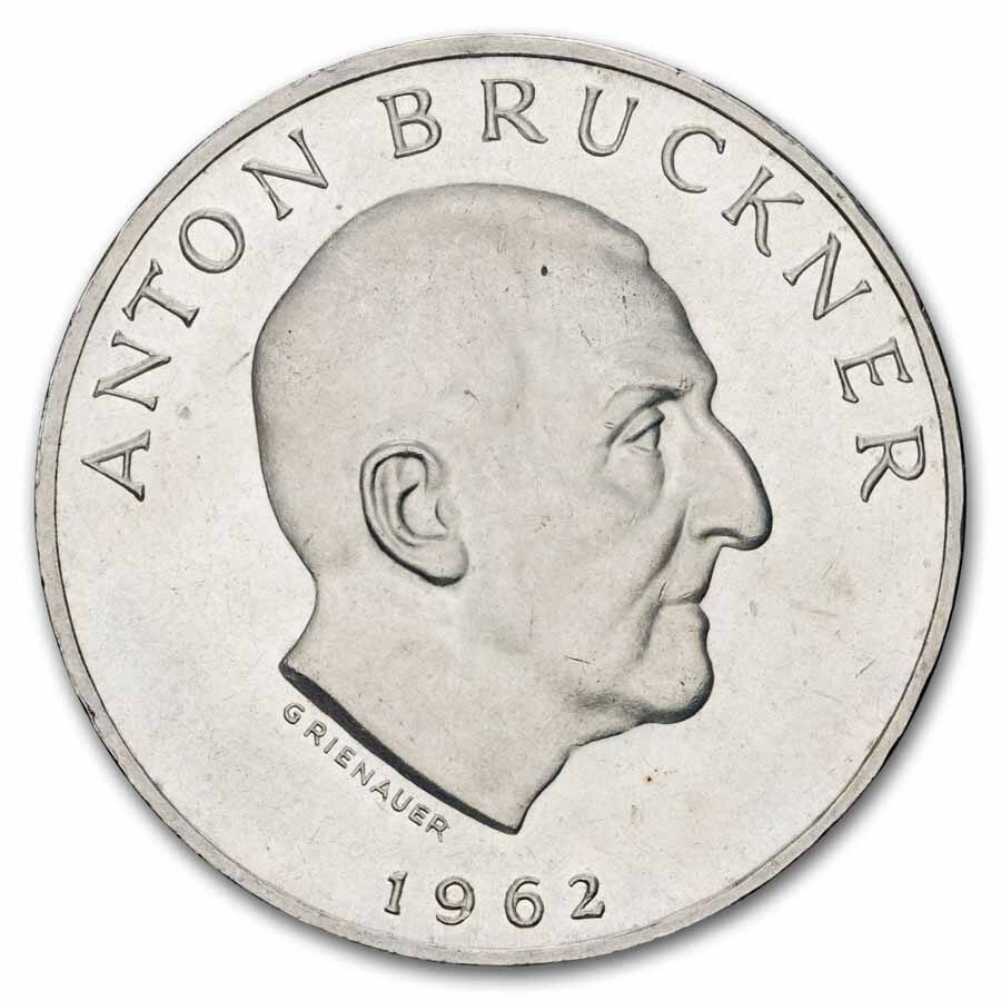 1962 Austria Silver 25 Schilling Anton Bruckner Proof