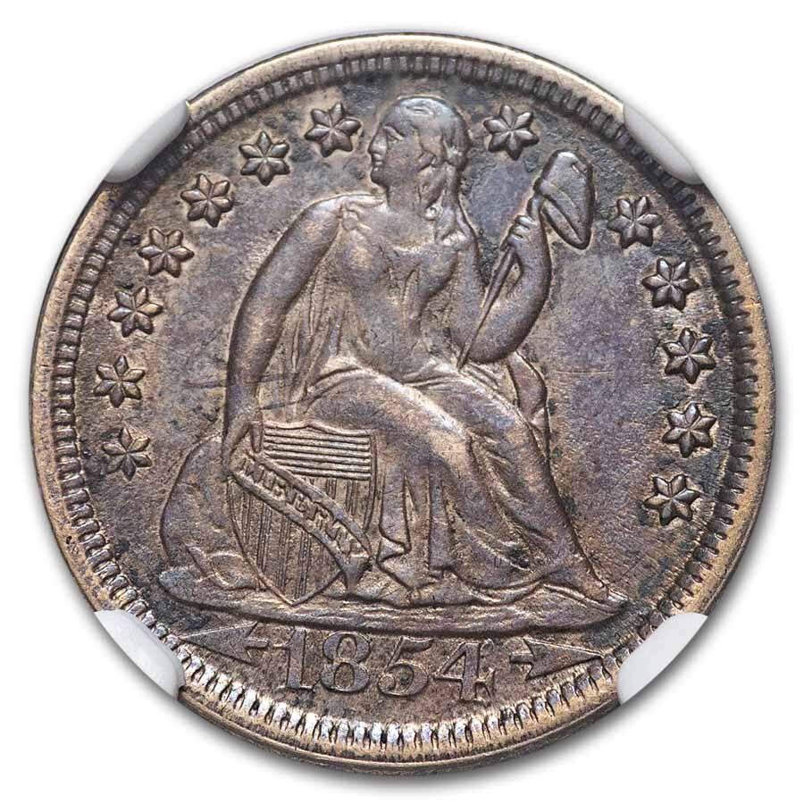 1854 Liberty Seated Dime AU-55 NGC (Arrows)
