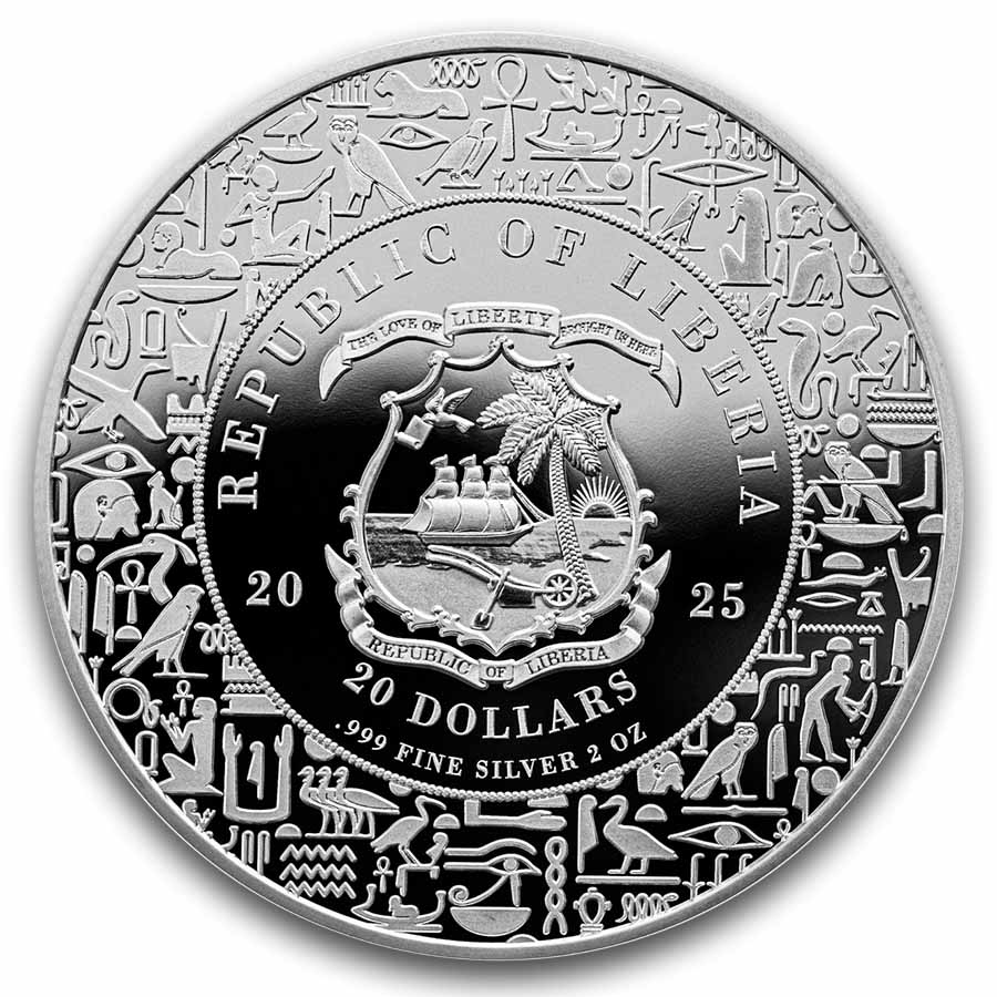 2025 Liberia 2 oz Silver Egyptian Heritage: Bastet (No COA)