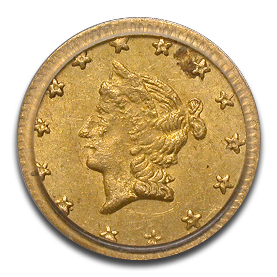 1854 Liberty Round 50 Cent Gold AU-58 PCGS (BG-1304)