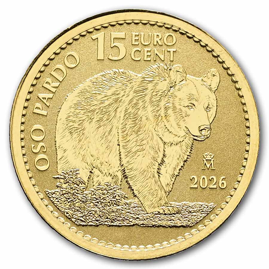 2026 Spain 1/10 oz Gold Reverse Proof Brown Bear Doubloon