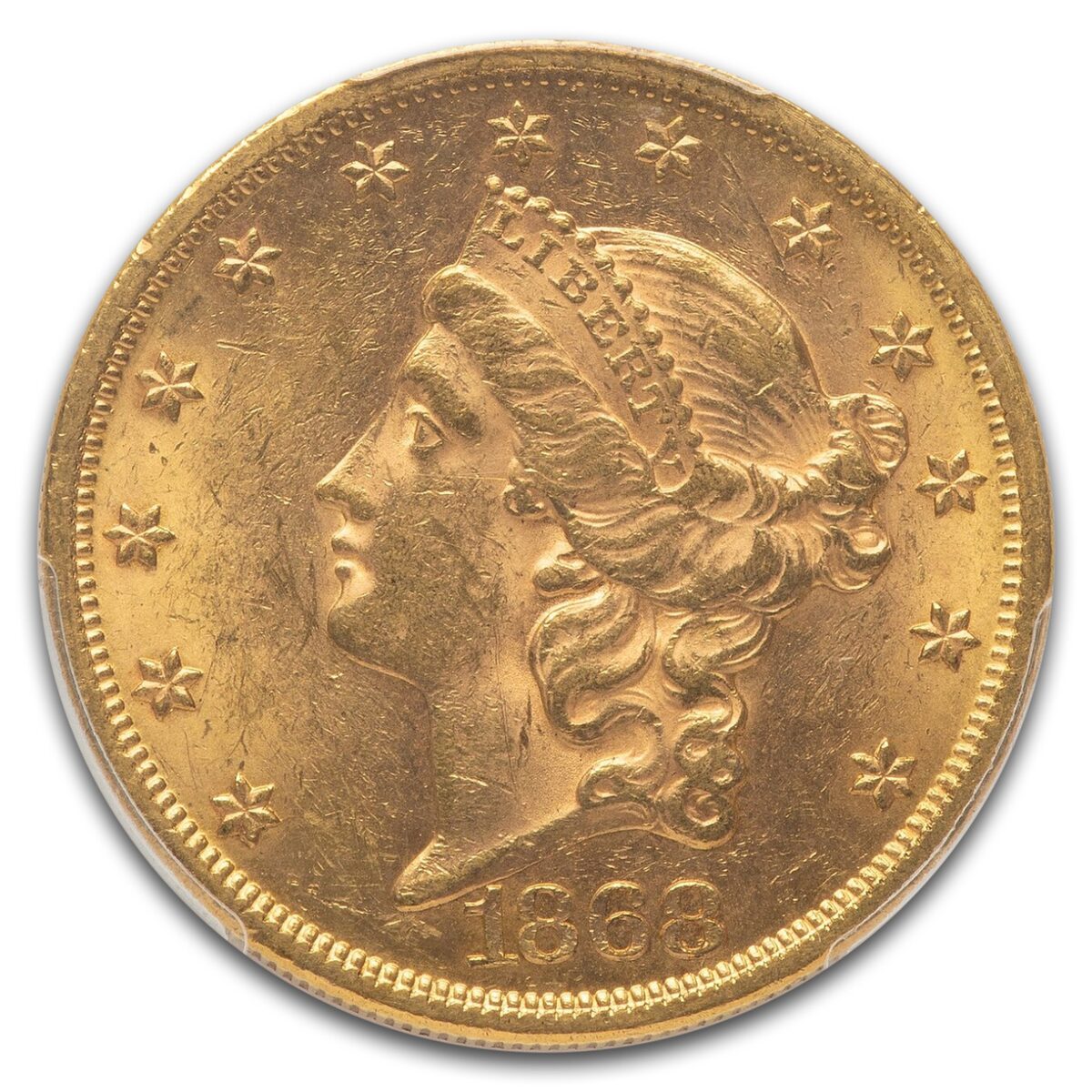 1868 $20 Liberty Gold Double Eagle MS-62 PCGS