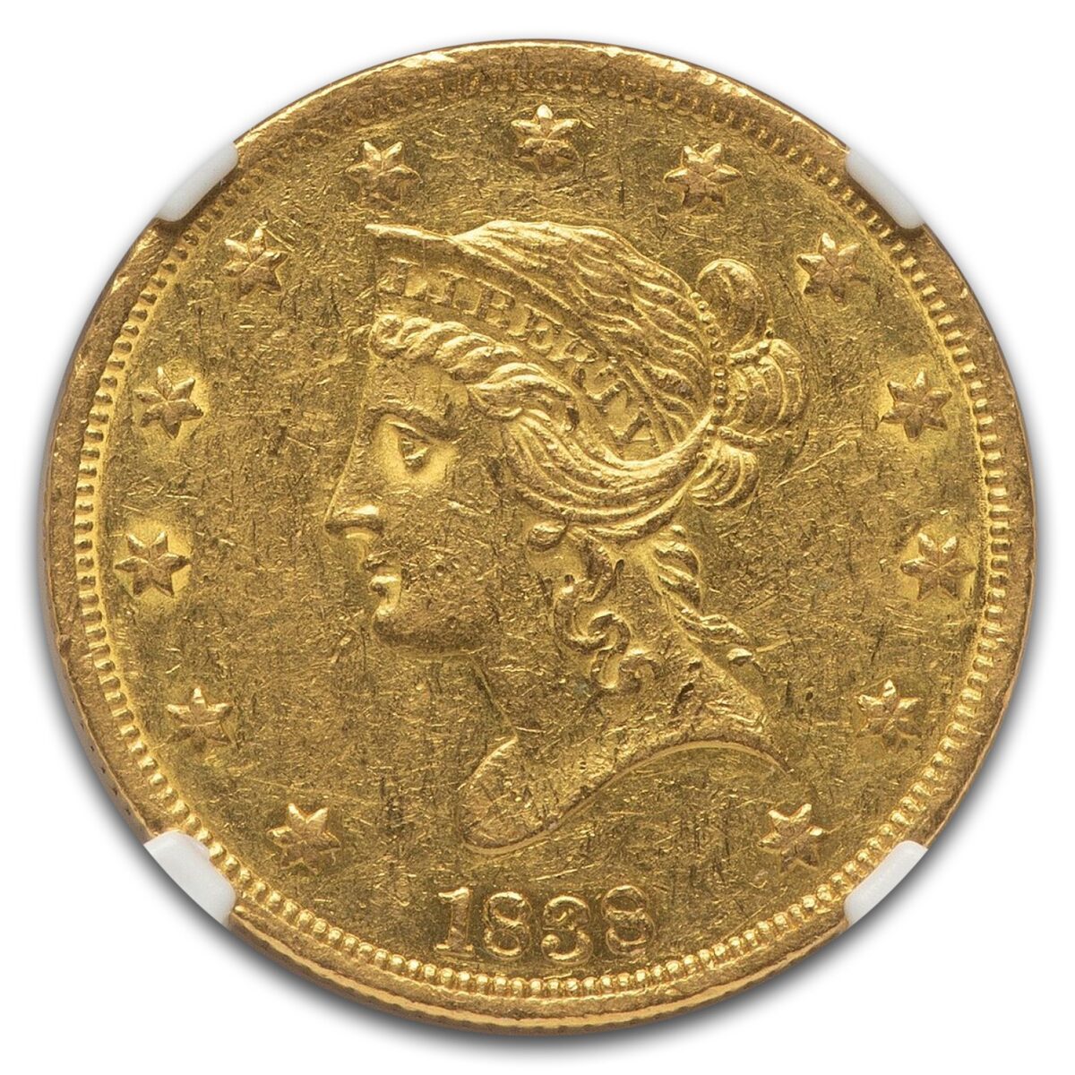 1838 $10 Liberty Gold Eagle AU-58 NGC