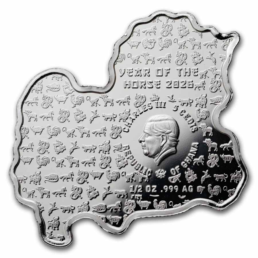 2026 Fiji 1/2 oz Silver Year Of The Horse Shaped Coin UHR DCAM
