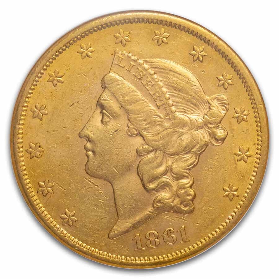 1861 $20 Liberty Gold Double Eagle AU-55 NGC