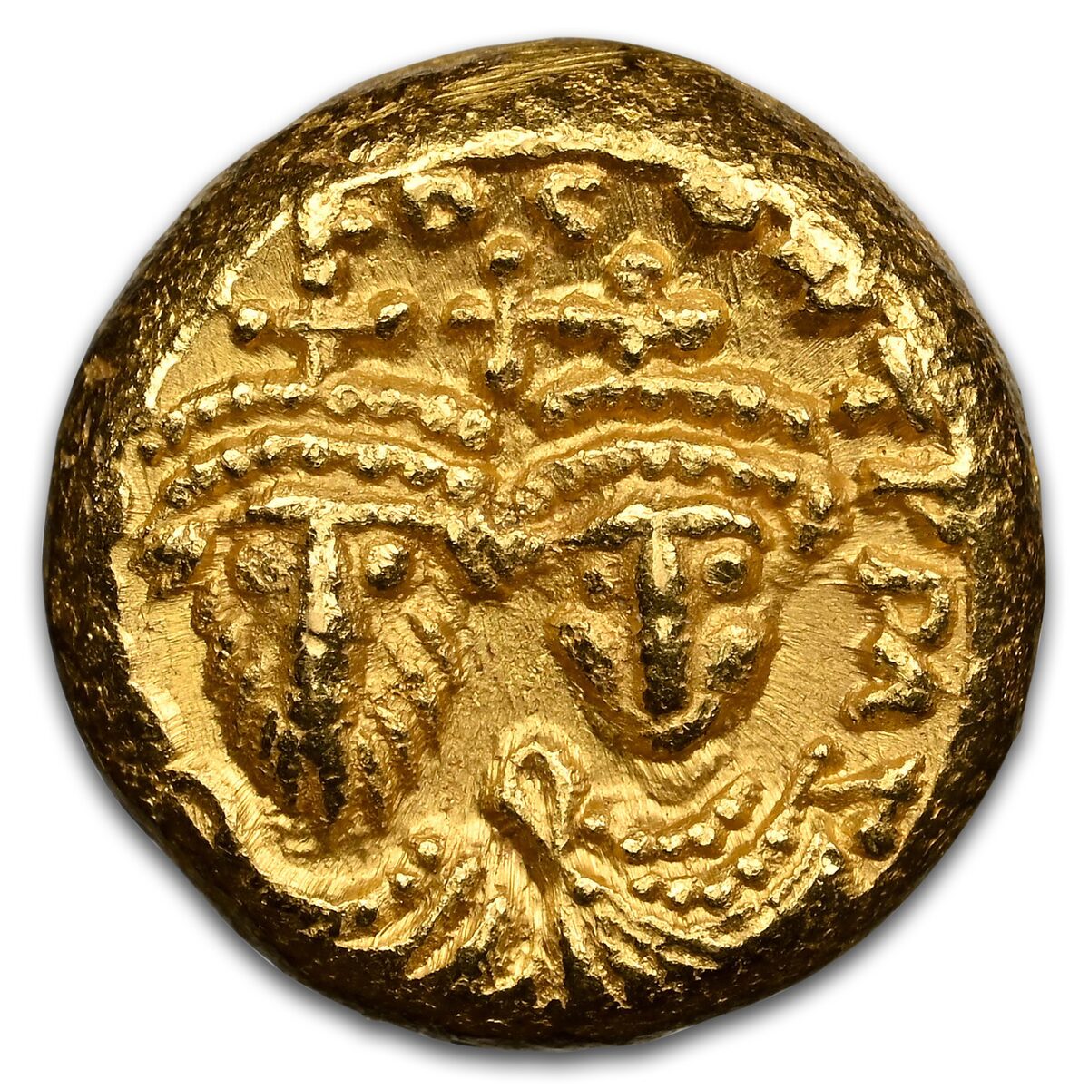 Byzantine AV Solidus Heraclius+H.C. (613-641 AD) Ch AU NGC (4/5)
