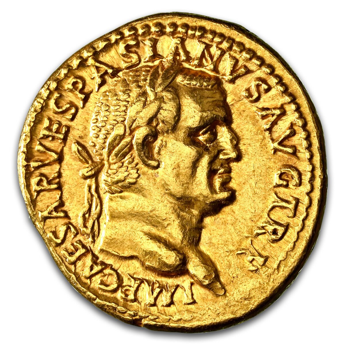 Roman Empire AV Aureus Vespasian 69-79 AD CH XF NGC (RIC II 1108)