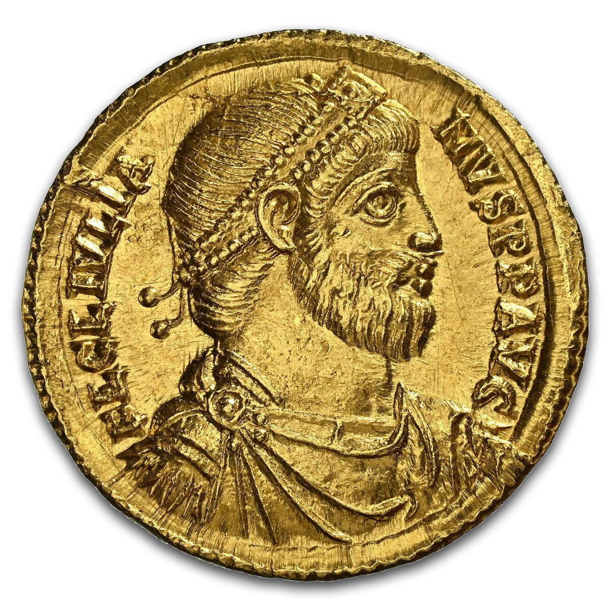 Roman AV Solidus Julian II (360-363 AD) Ch AU NGC (5/4, RIC 195)