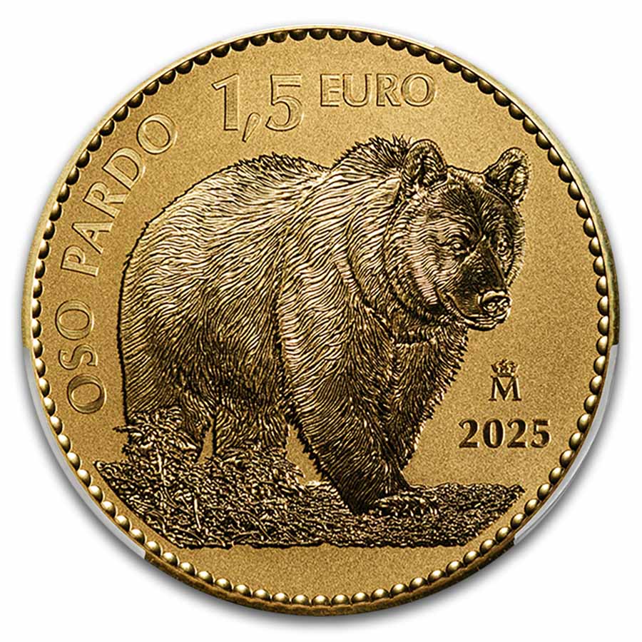 2025 Spain 1 oz Gold Reverse Proof Bear Doubloon PR-70 PCGS