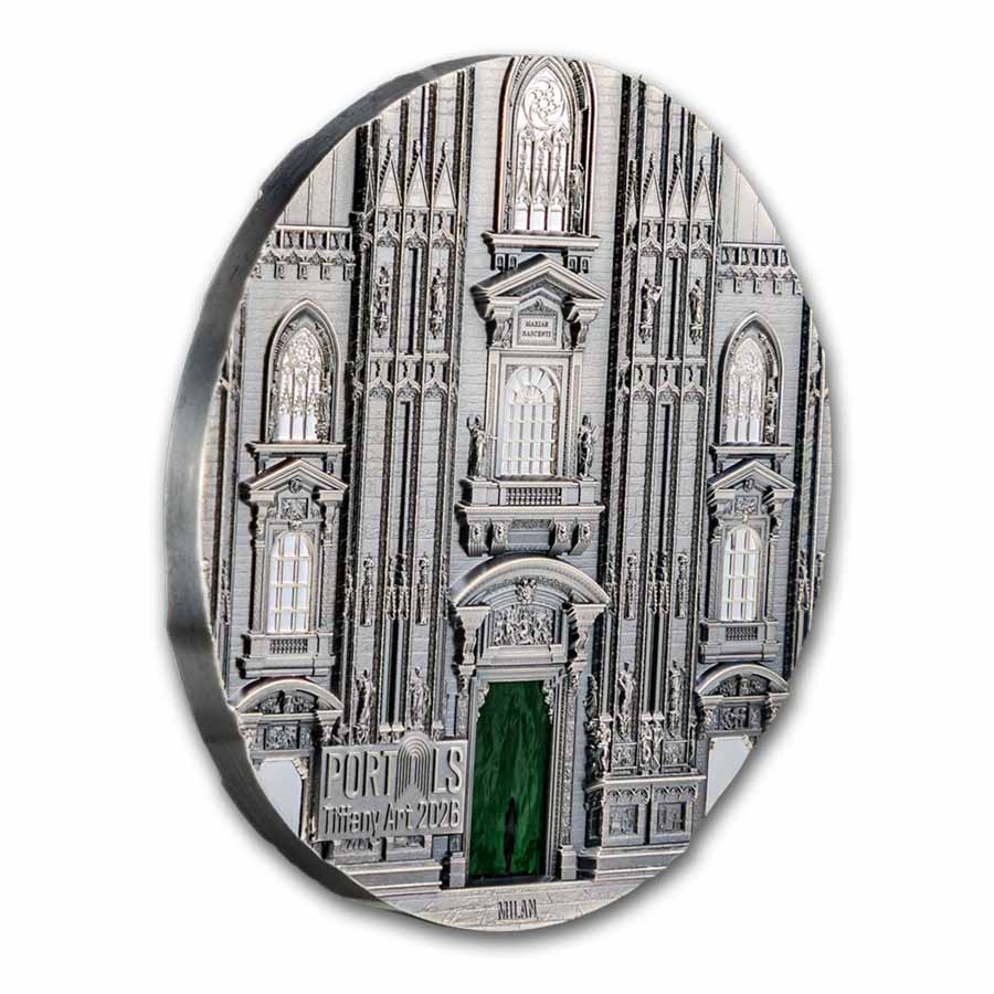 2026 Cook Islands 3 oz Silver Tiffany Art Portals: Milan & Prague