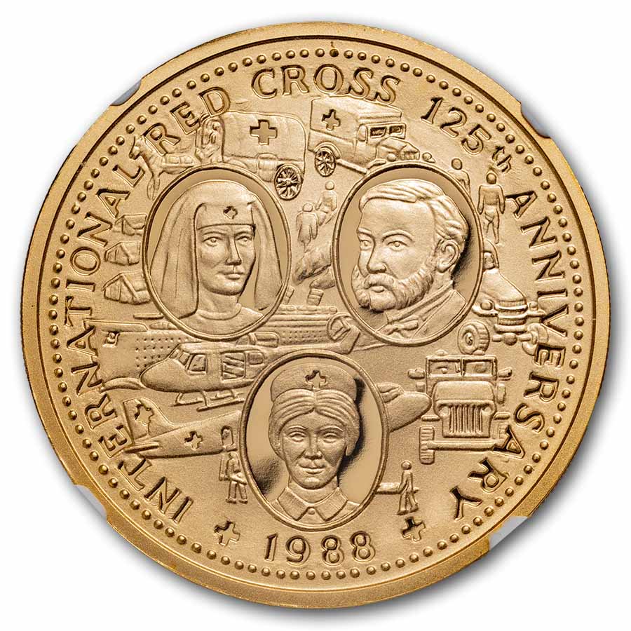 1988 Isle of Man 1 oz Gold 125th Ann. of the Red Cross PF-69 NGC