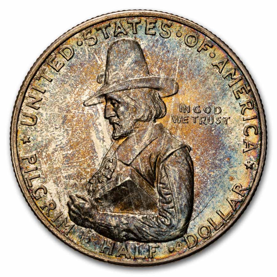 1920 Pilgrim Tercentenary Half Dollar BU (Toned)