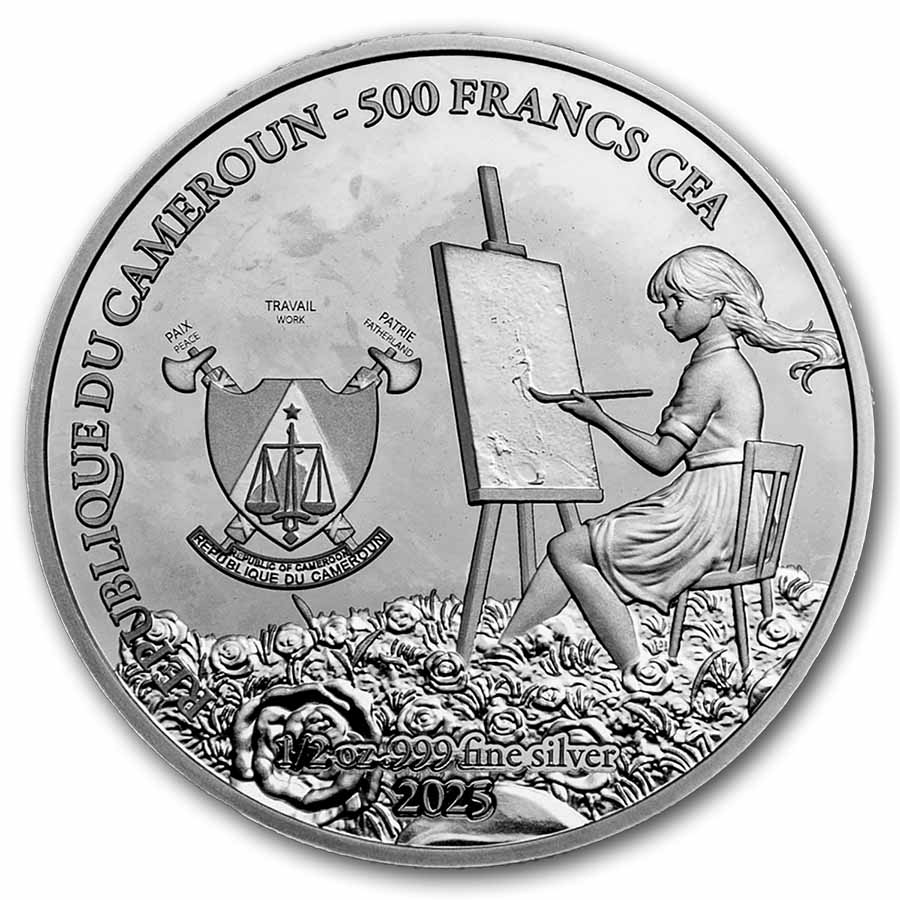 2025 Cameroon 1/2 oz Silver Self-Portrait with Grey Felt Hat