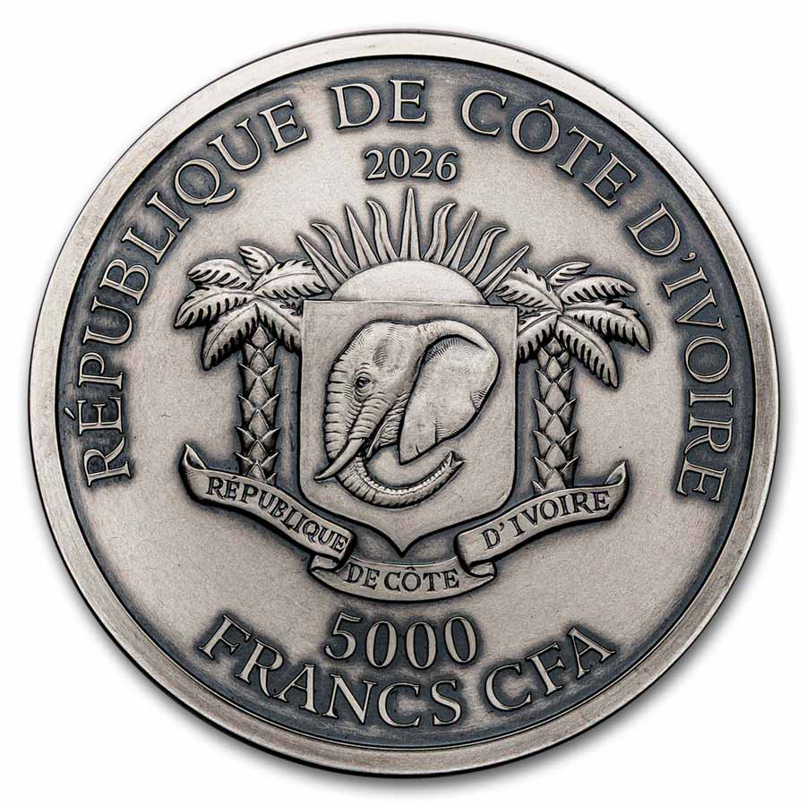 2026 Ivory Coast 10 oz Antique Silver Big Five Africa: Lion