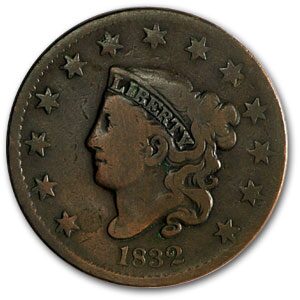 1832 Large Cent Medium Letters VG