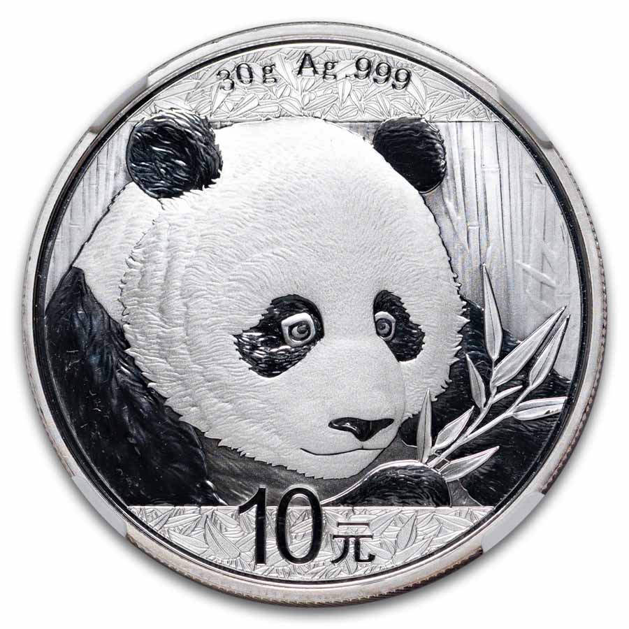 2018 China 30 gram Silver Panda MS-69 NGC (First Day of Issue)