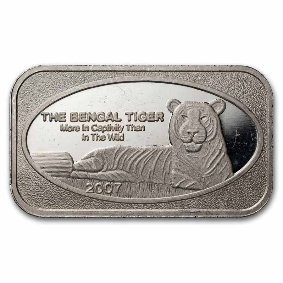 1 oz Silver Bar - The Bengal Tiger (DT Mint)